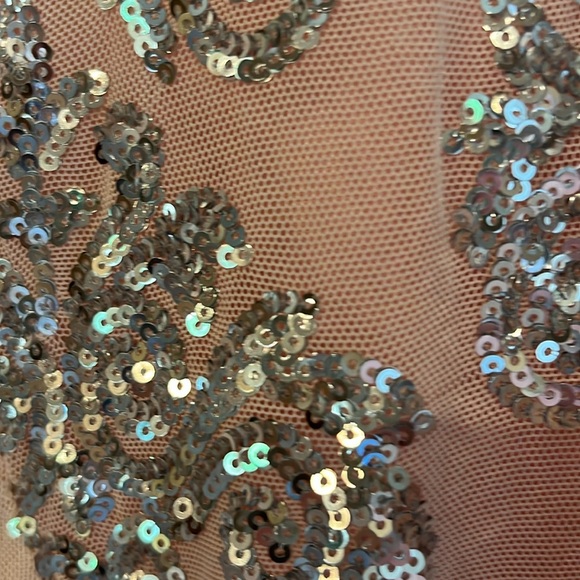 NWOT R & M Richards champagne colored sequined gown size 10 - Picture 8 of 14